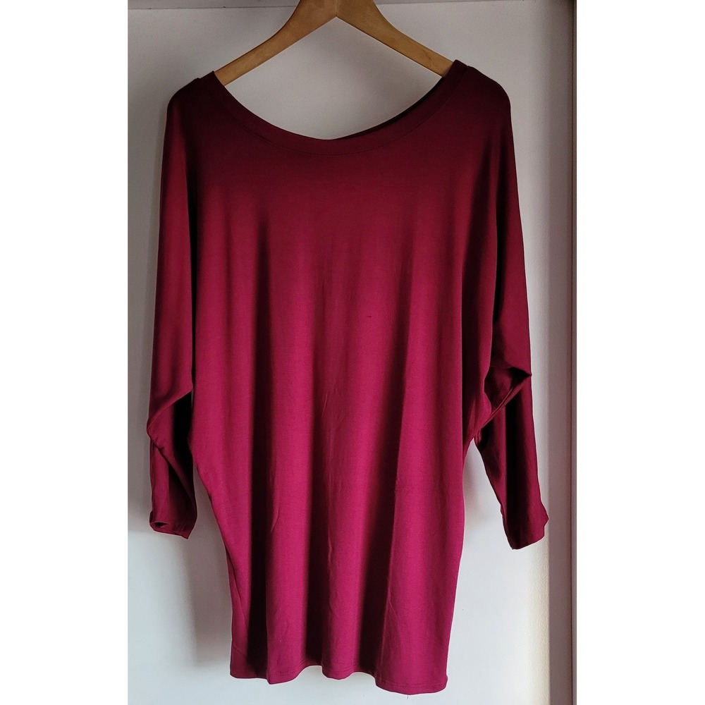 NWT Free to Live Women Blouse XL Casual Raspberry Red